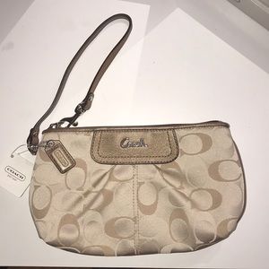 COACH khaki wristlet